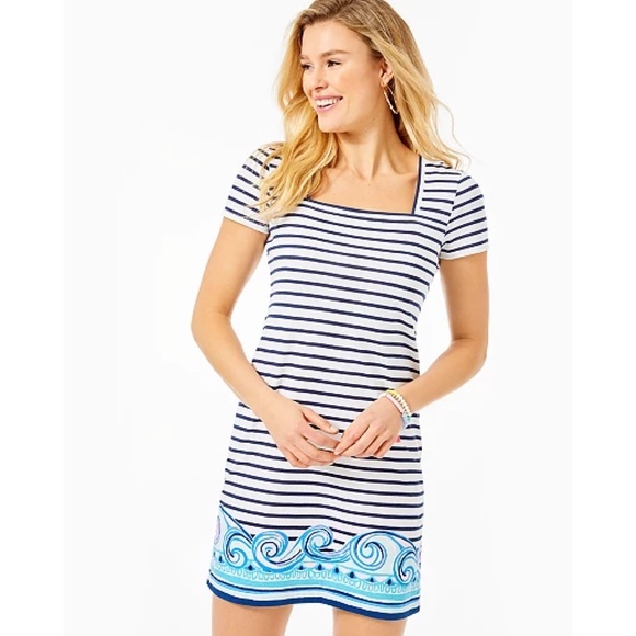 Lilly Pulitzer Dresses & Skirts - LILLY PULITZER Rexa T-Shirt Knit Striped Dress True Navy On The Horizon ~ XL